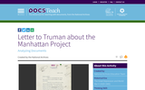 Letter to Truman about the Manhattan Project
