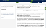 Additional Classroom Tips for Content Area Teachers of Newcomers