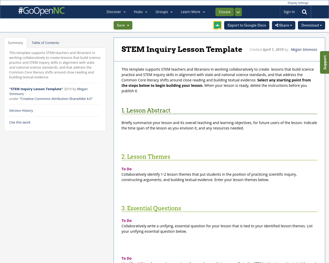 STEM Inquiry Lesson Template | Recent Activity | #GoOpenNC