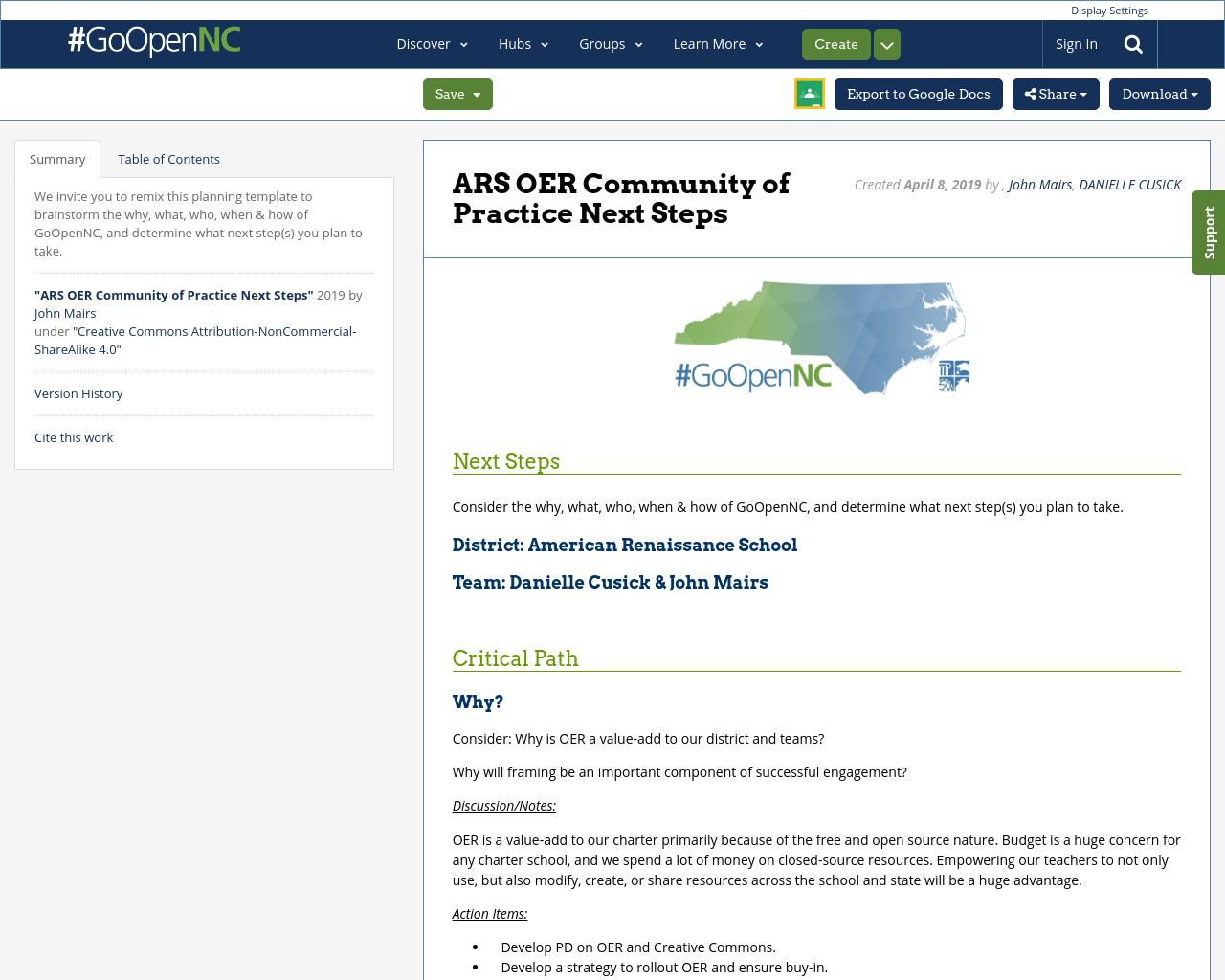 ARS OER Community Of Practice Next Steps Recent Activity GoOpenNC ars-oer-community-of-practice-next-steps-recent-activity-goopennc