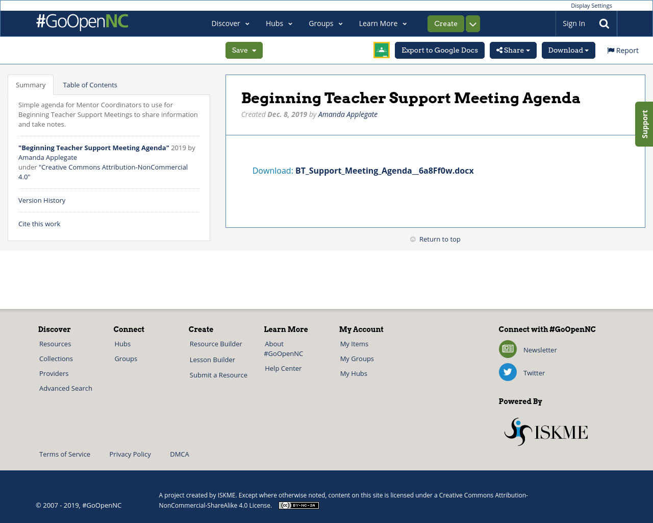 Beginning Teacher Support Meeting Agenda | Recent Activity | #GoOpenNC