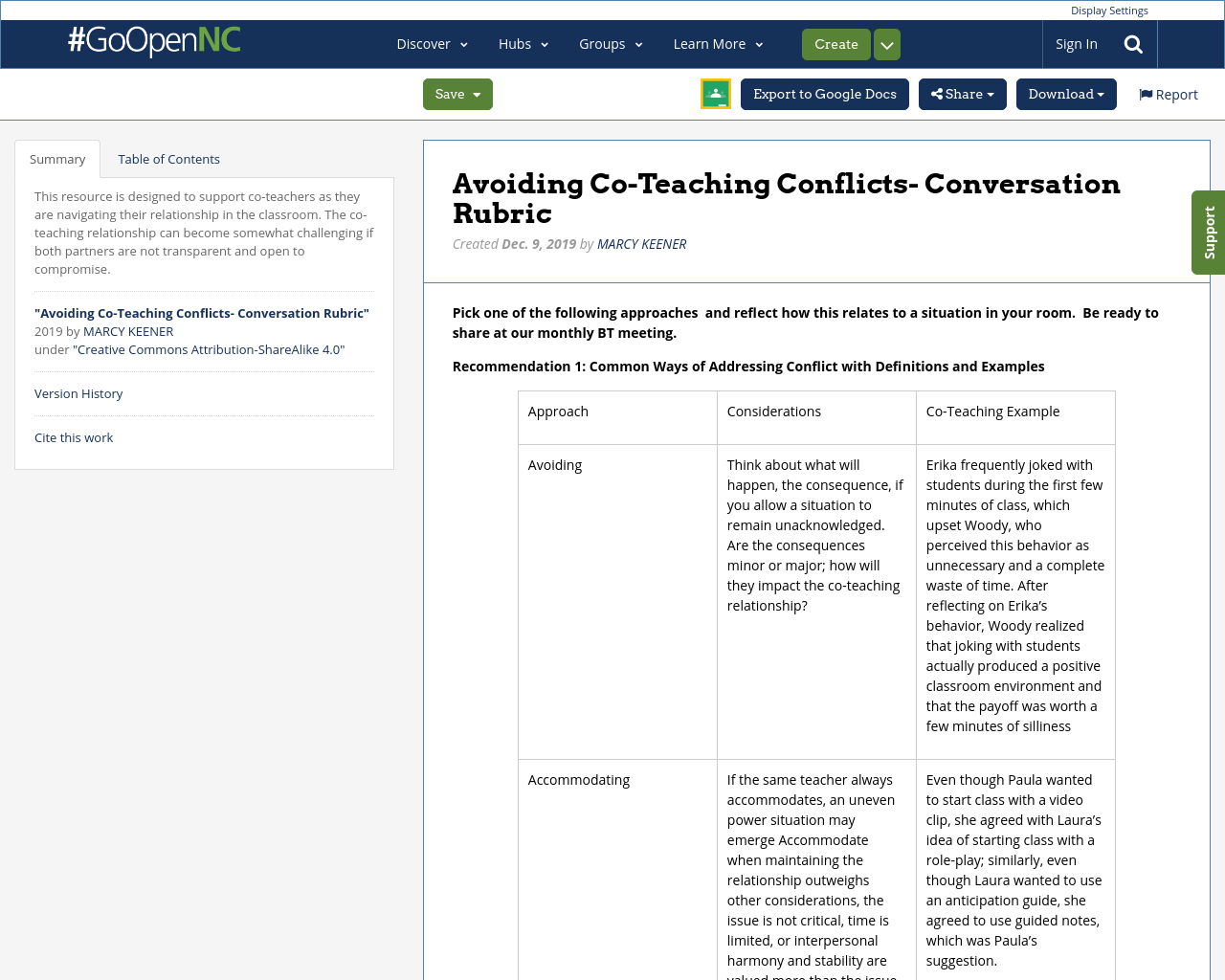 Avoiding Co Teaching Conflicts Conversation Rubric Recent Activity Avoiding Co Teaching Conflicts Conversation Rubric Recent Activity