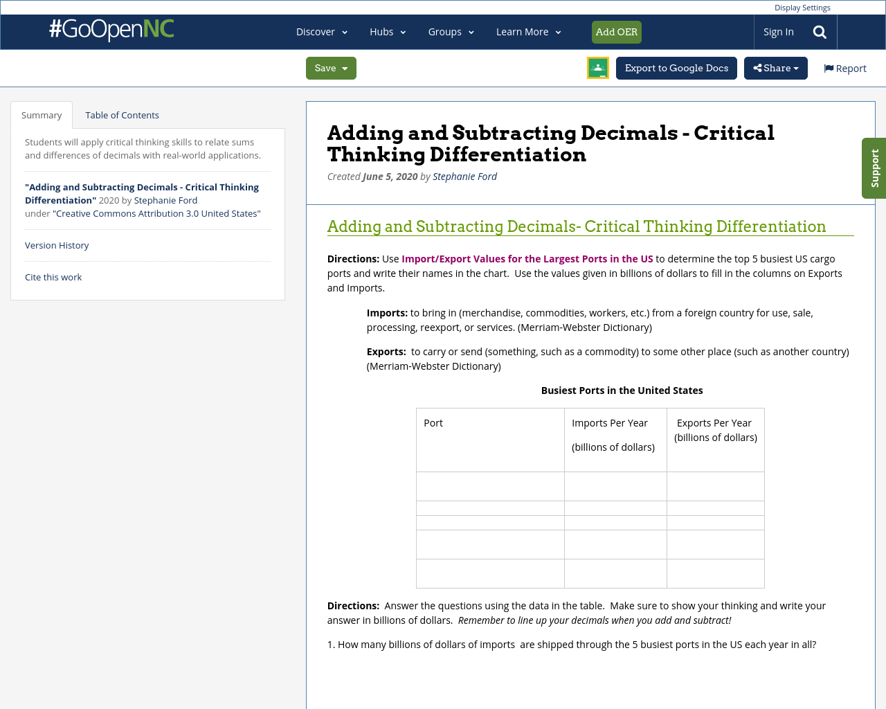 Adding and Subtracting Decimals - Critical Thinking Differentiation ...